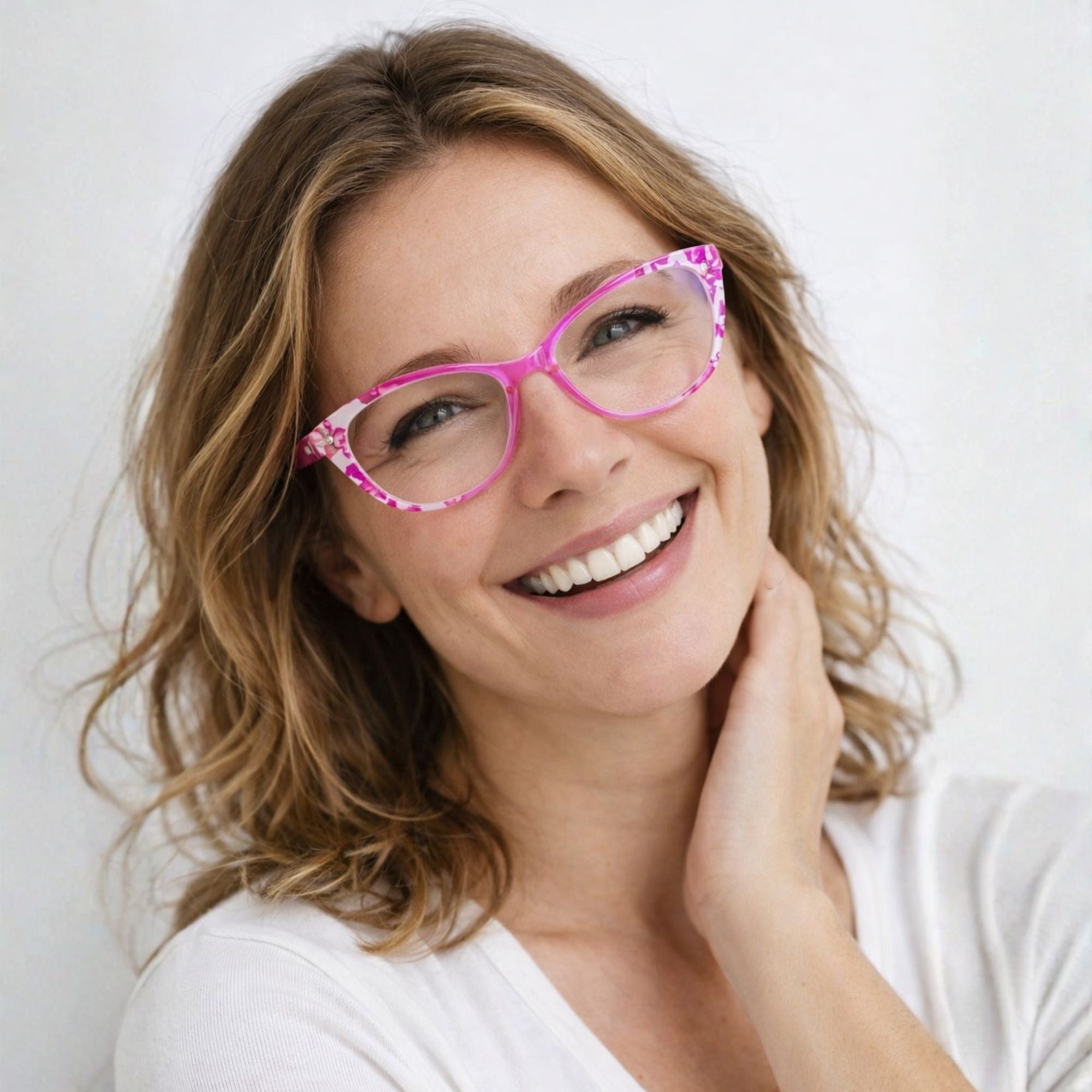 Elara Rose Marble – Lentes de Lectura Cat-Eye para Mujer con Filtro Azul