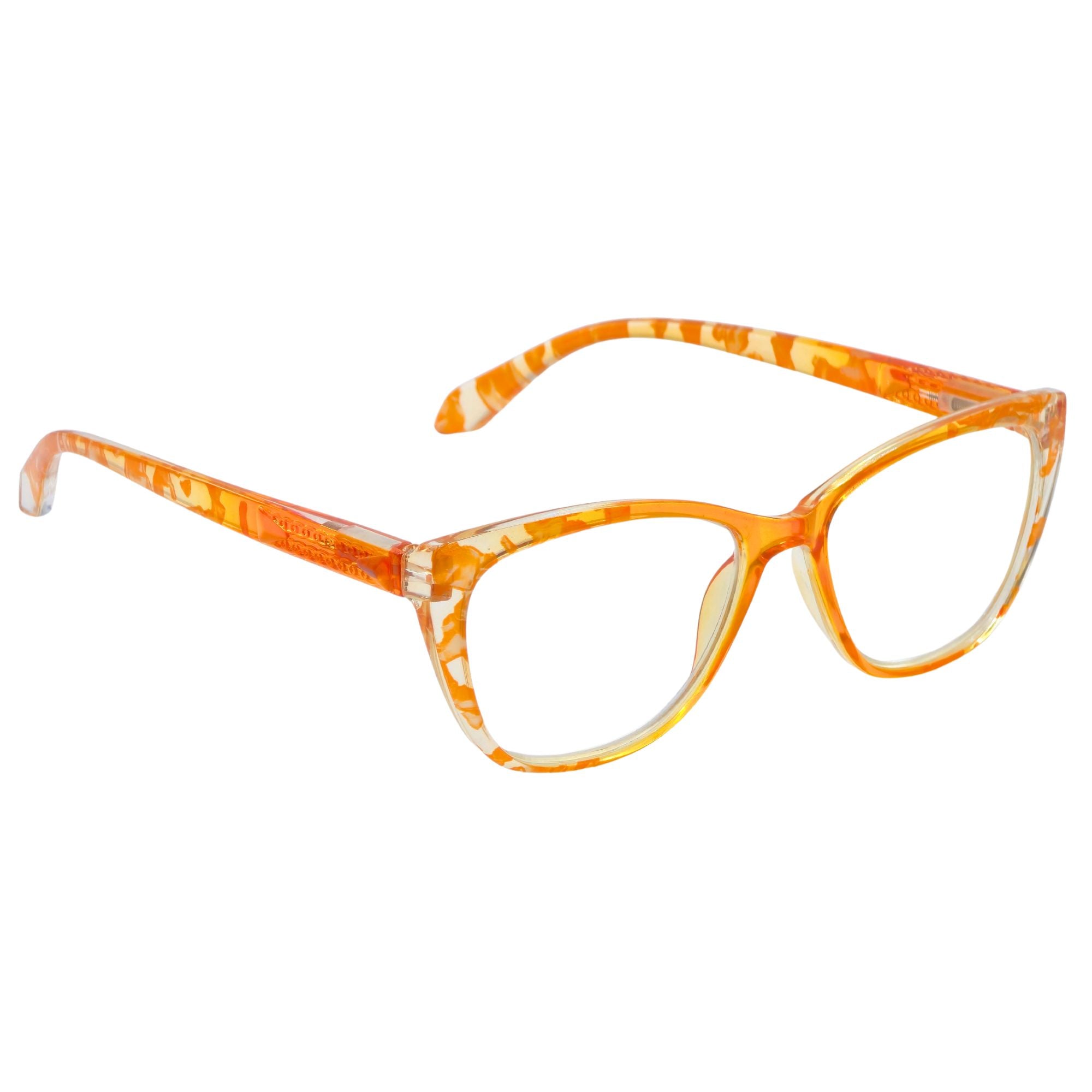 Elara Yellow Marble – Lentes de Lectura Cat-Eye para Mujer con Filtro Azul