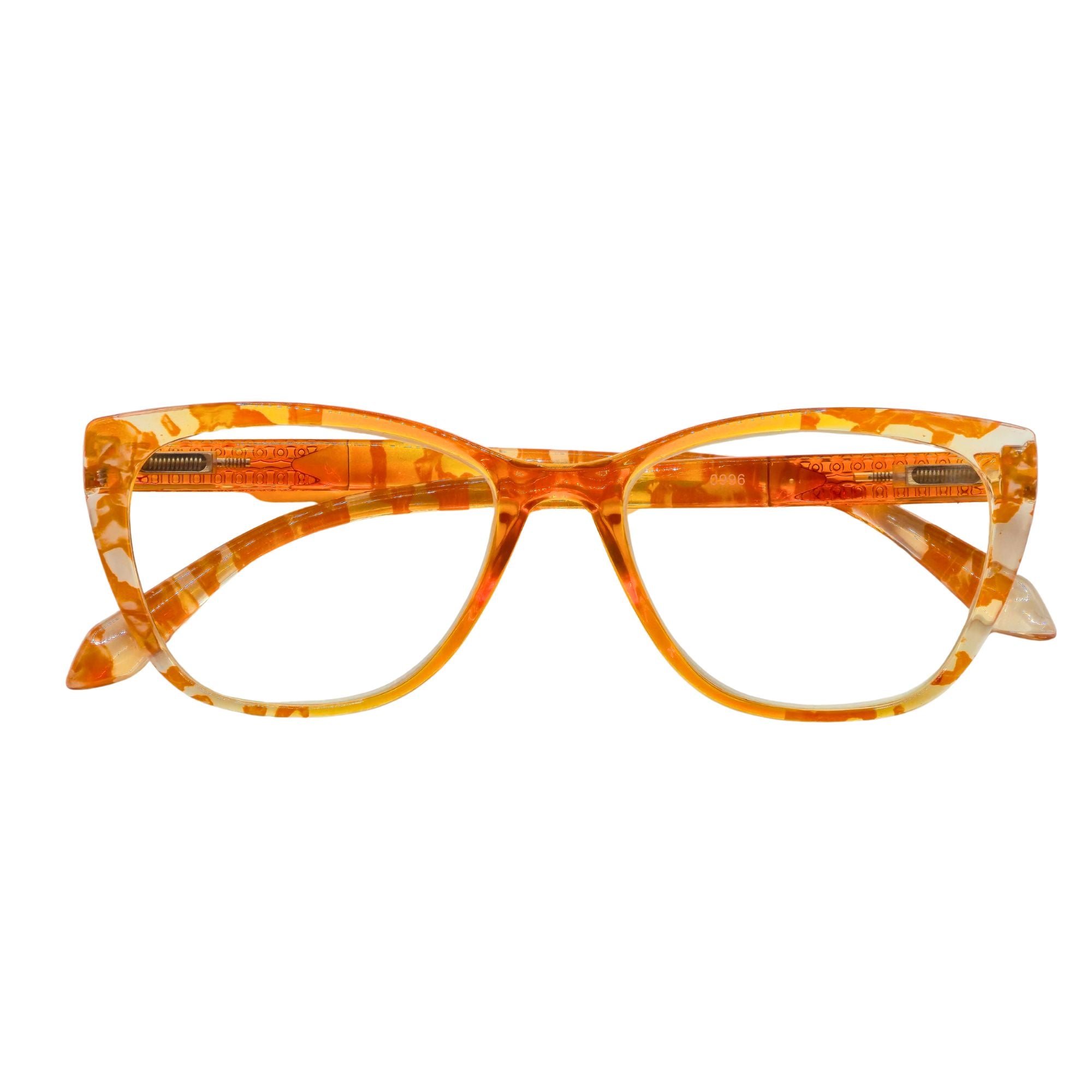 Elara Yellow Marble – Lentes de Lectura Cat-Eye para Mujer con Filtro Azul